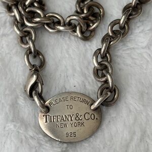 Tiffany & Co Return to Tiffany Oval Tag Choker Necklace 14” Sterling Silver 925